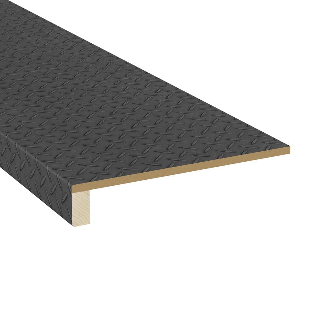 Stairtek Laminate Diamond Plate 0.375 in. x 11.5 in. x 48 in. Dark Gray No Return Plain Cut Tread (3)