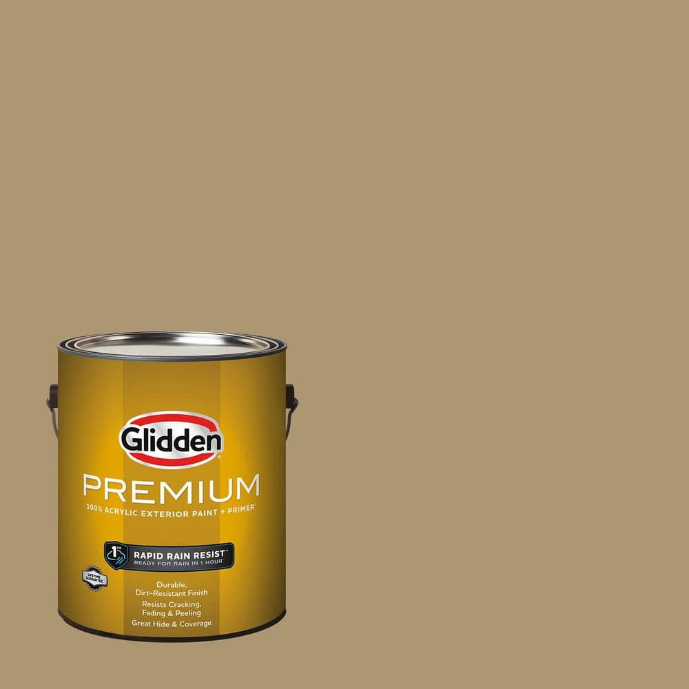 Glidden Premium 1 gal. PPG1098-5 Jute Semi-Gloss Exterior Latex Paint (1)