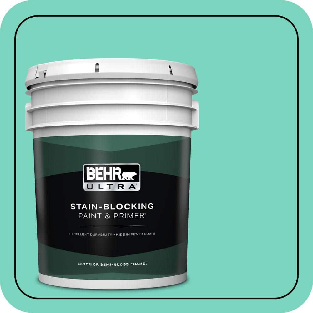 BEHR ULTRA 5 gal. #P430-3 Green Parakeet Semi-Gloss Enamel Exterior Paint & Primer