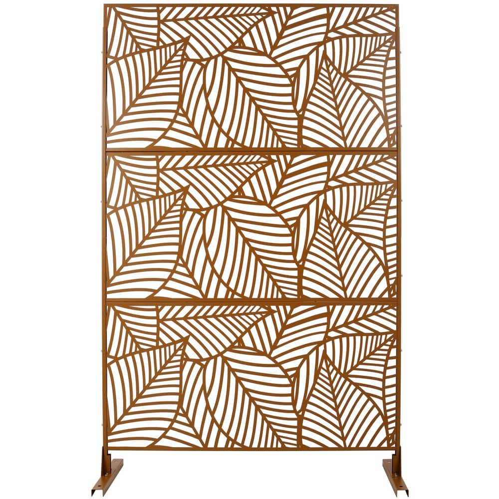 cadeninc 4 ft. x 6.33 ft. Brown Outdoor and Indoor Metal Privacy Screen Fence Panels for Outside Lawn Garden (3)