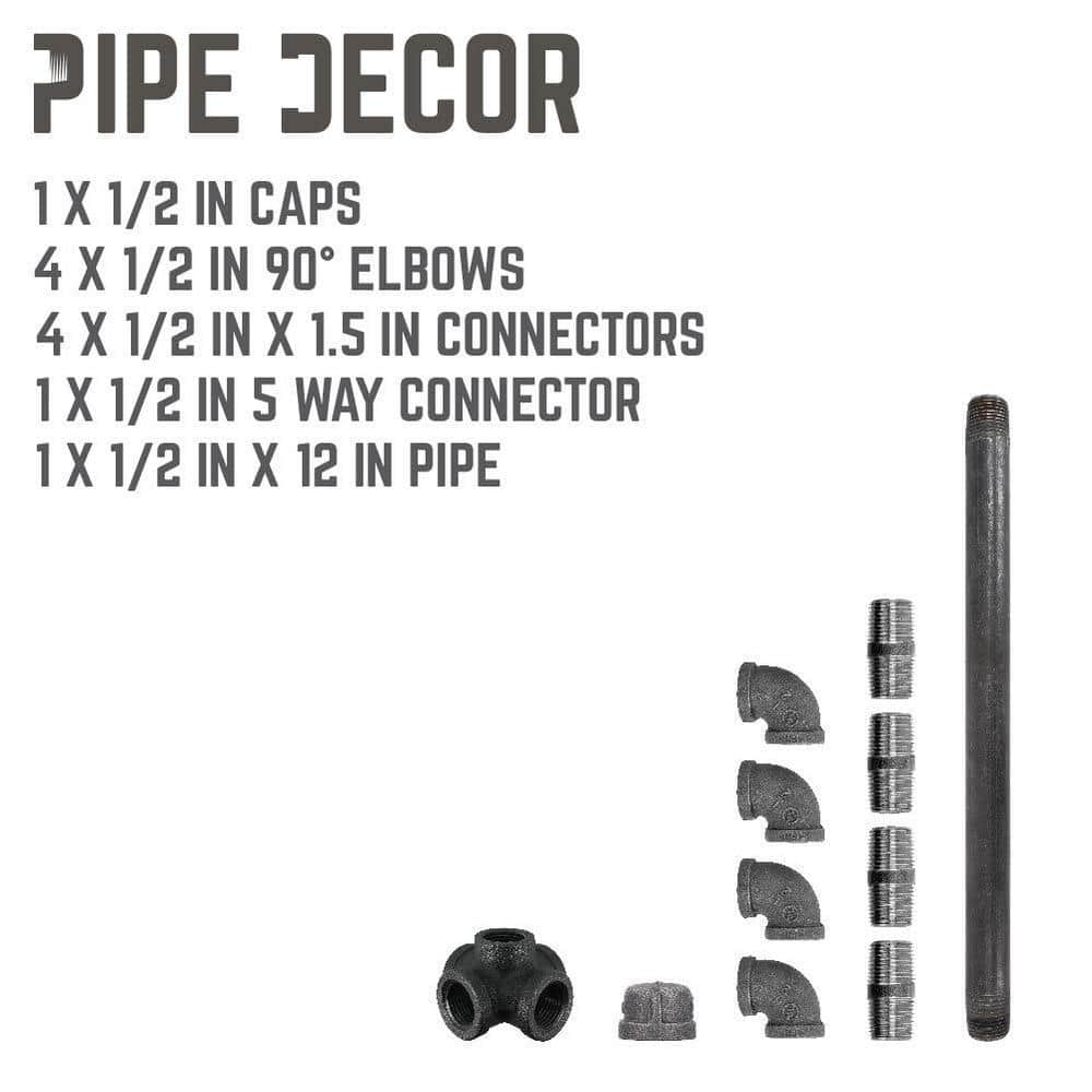 PIPE DECOR 1/2 in. Black Steel Pipe 1.2 ft. H Paper Towel Holder Kit (3)