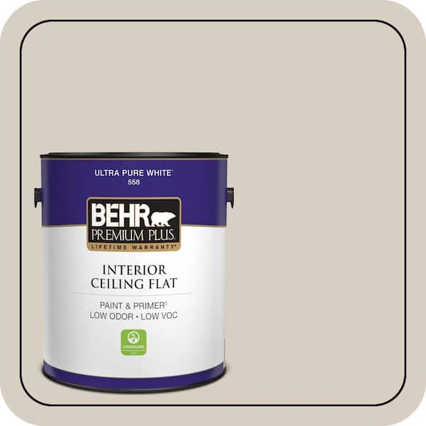 BEHR PREMIUM PLUS 1 gal. #BWC-24 Mocha Light Ceiling Flat Interior Paint & Primer (2)