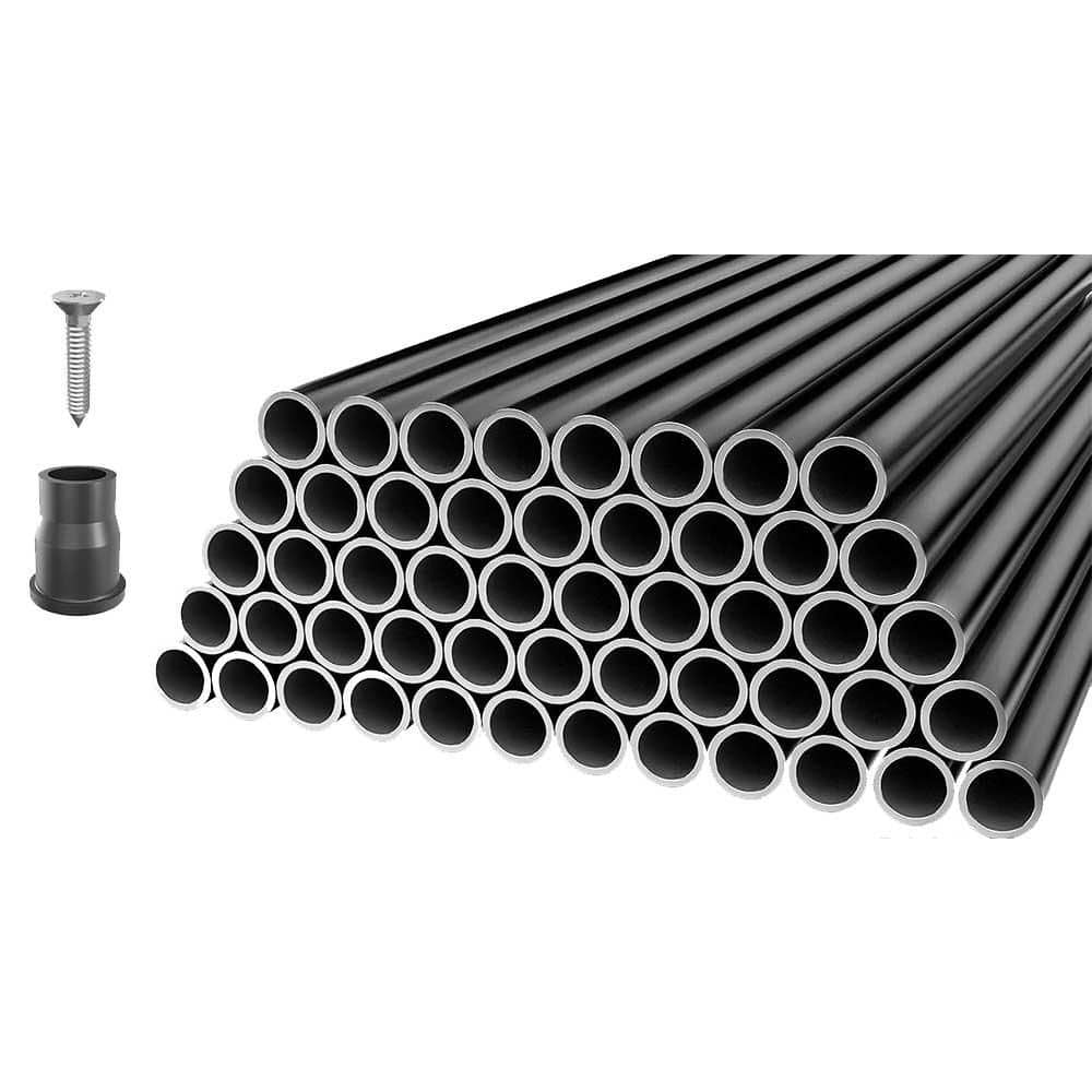 Afoxsos 100 Pack 32 x 3/4 Black Aluminum Hollow Round Metal Deck Balusters with Connectors and Screws for Railing (1)