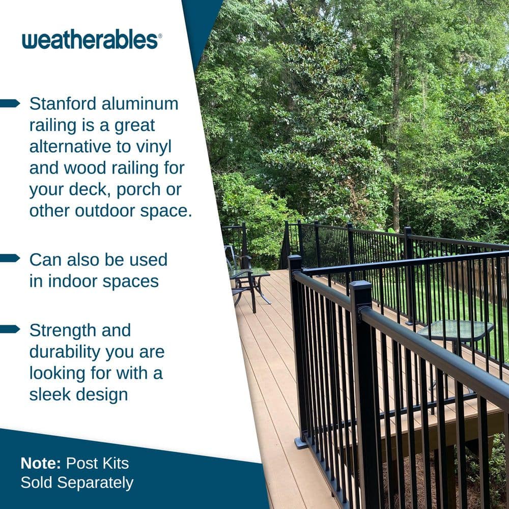 Weatherables Stanford 36 in. H x 96 in. W Textured Black Aluminum Railing Kit (3)