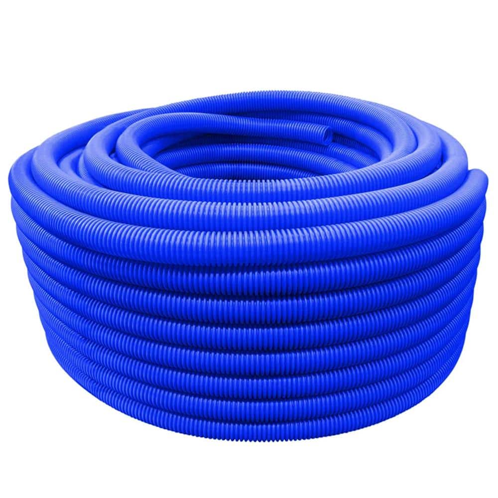 TekTube 3/4 in. x 100 ft Flexible Corrugated Blue HDPE NON Split Tubing Wire Loom Non-Metallic Conduit
