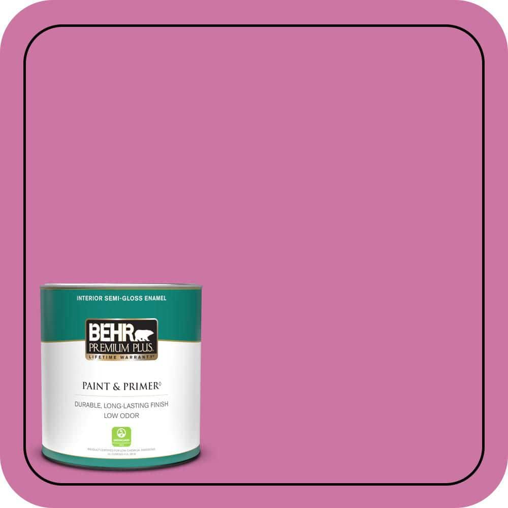 BEHR PREMIUM PLUS 1 qt. #P120-4 Heart Breaker Semi-Gloss Enamel Low Odor Interior Paint & Primer (1)