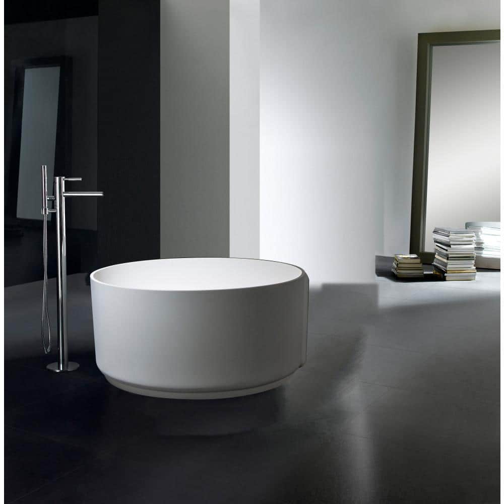 Kingston Brass Arcticstone 52 in. Stone Resin Flatbottom Freestanding Bathtub in Matte White with Drain (2)
