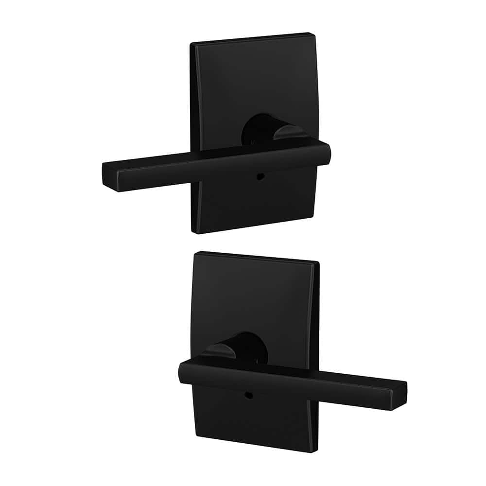 Schlage Custom Latitude Matte Black Dummy Door Handle with Century Trim (2-Pack)