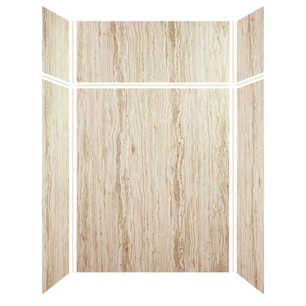 Transolid Expressions 36 in. x 60 in. x 96 in. 4-Piece Easy Up Adhesive Alcove Shower Wall Surround in Sorento (2)