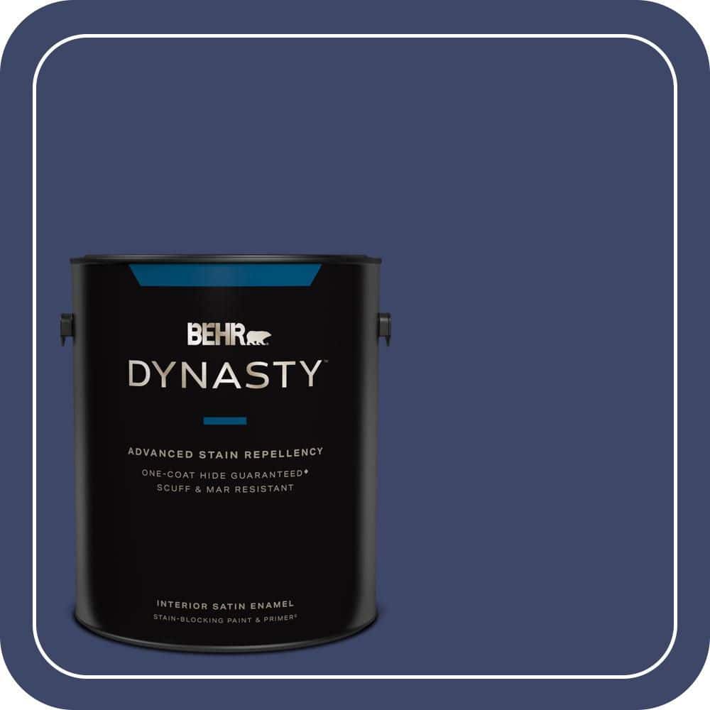 BEHR DYNASTY 1 gal. #S-H-620 Midnight Sky Satin Enamel Interior Stain-Blocking Paint and Primer