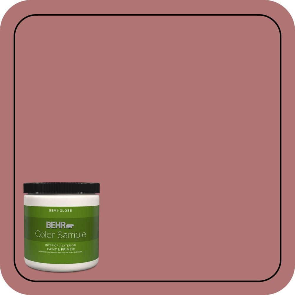 BEHR PREMIUM PLUS 8 oz. #S140-5 Red Gerbera Semi-Gloss Interior/Exterior Paint & Primer Color Sample