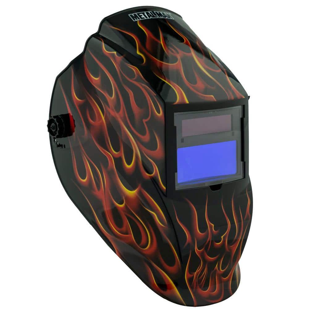 METAL MAN Real Flame 9 to 13 Shade Auto Darkening Welding Helmet 3.86 in. x 1.73 in. Viewing Area (3)
