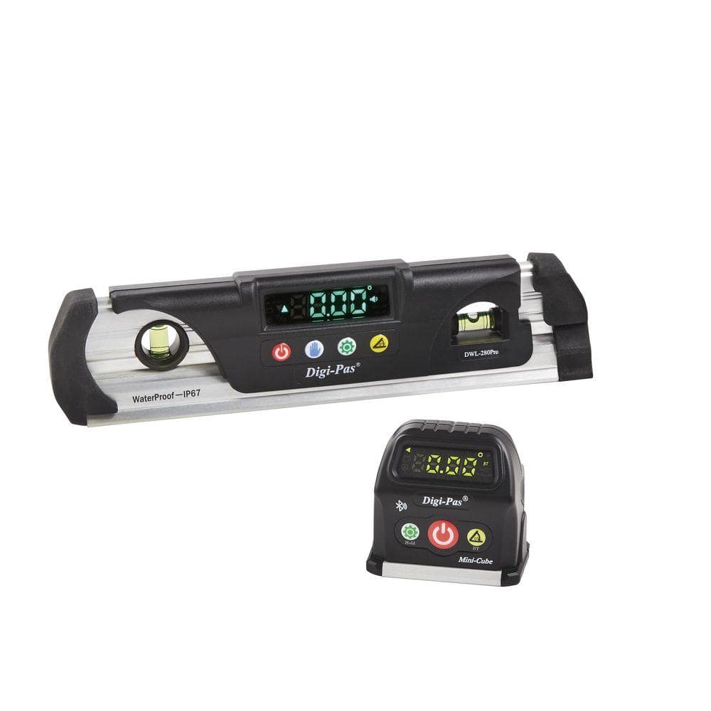 Digi-Pas 9 in. Waterproof IP67 Digital Torpedo Level and Protractor with Magnet LED Bright Display (2)