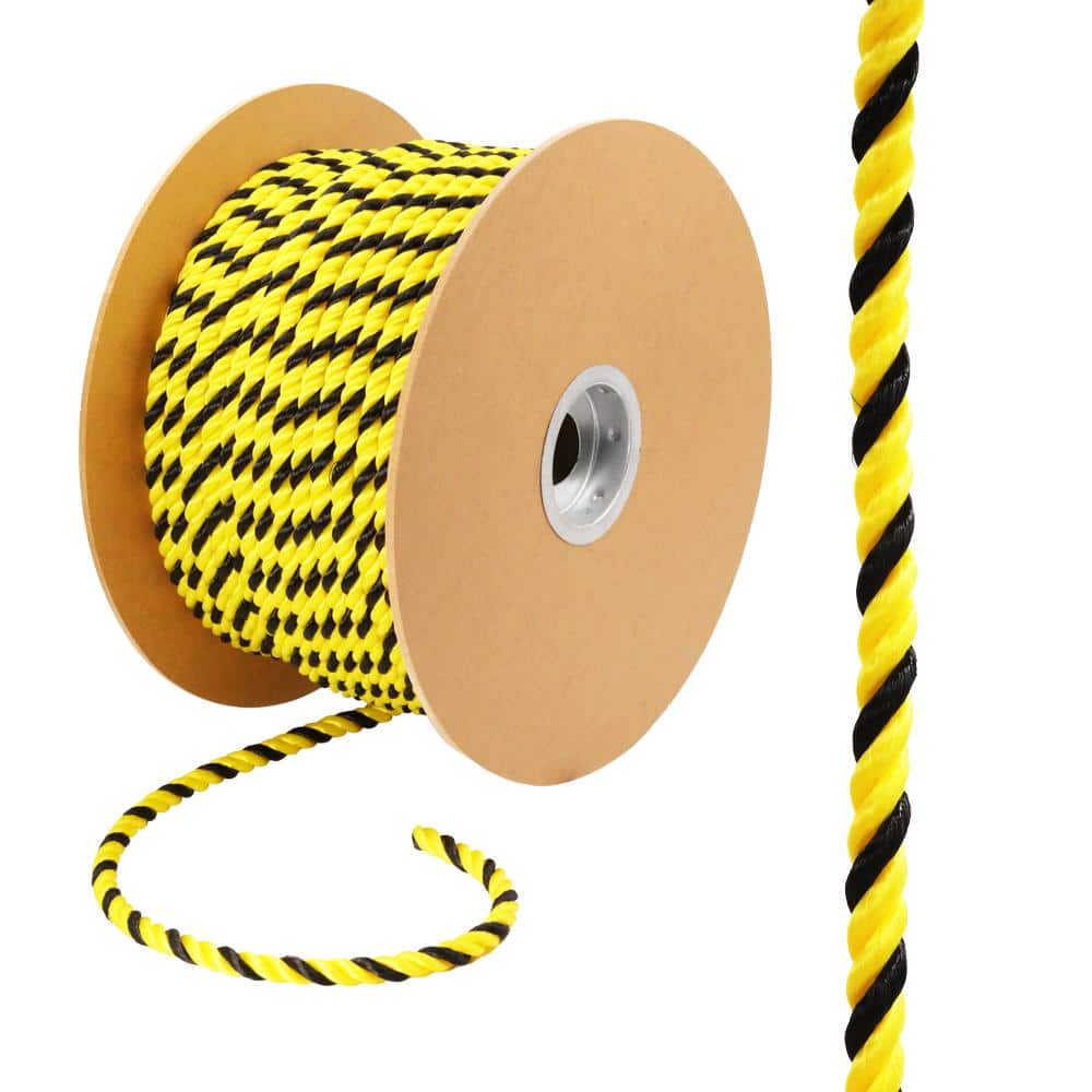Everbilt 1/2 in. x 300 ft. Black and Yellow Twisted Polypropylene Rope