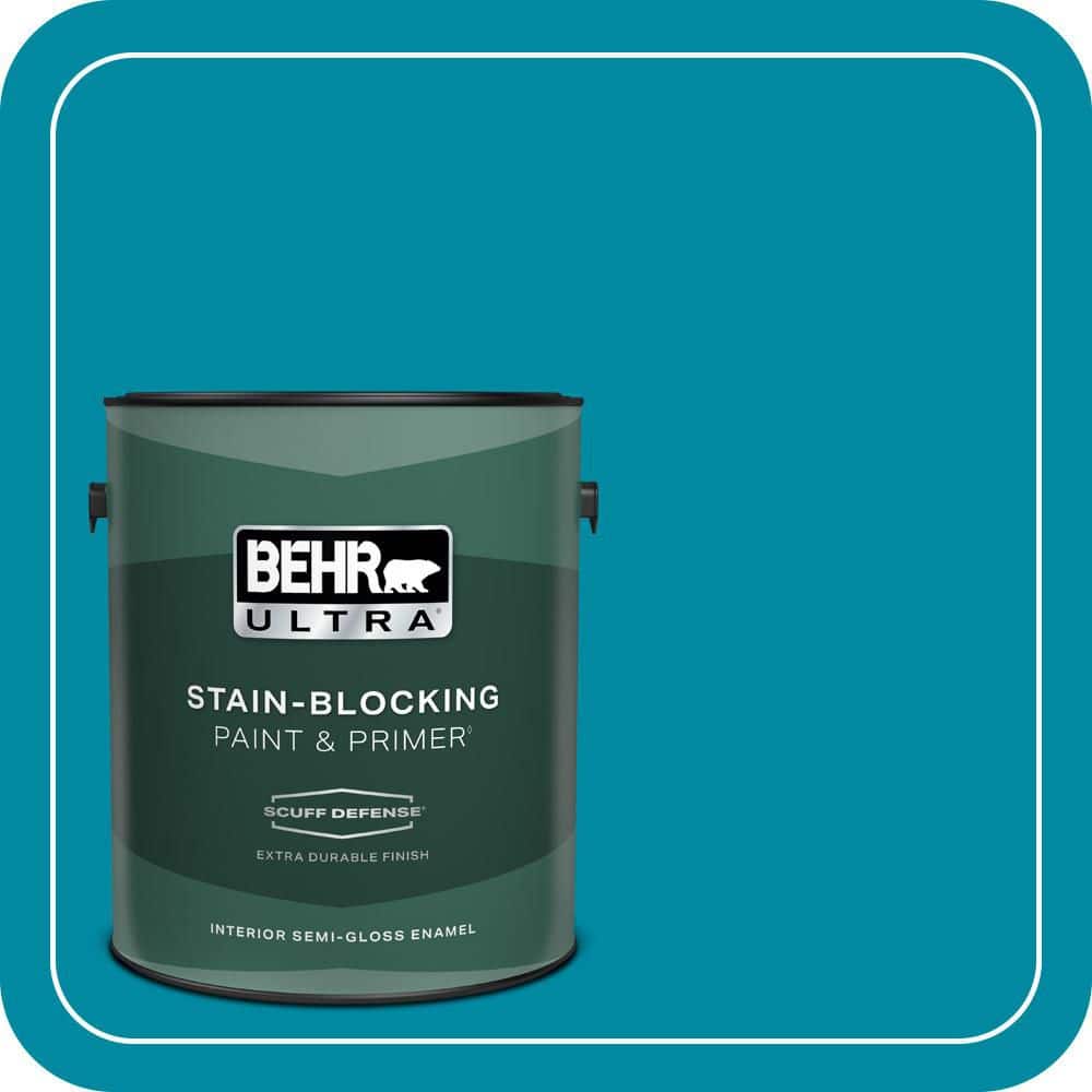 BEHR ULTRA 1 gal. #P480-6 Aruba Blue Extra Durable Semi-Gloss Enamel Interior Paint & Primer