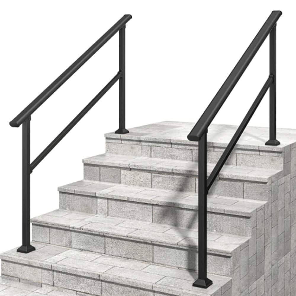 Afoxsos 5.67 ft. Stainless Steel Outdoor Step Safety Hand Rail with Mounting Kit for Porch, Patio, Garage or Basement (2-Pack) (1)