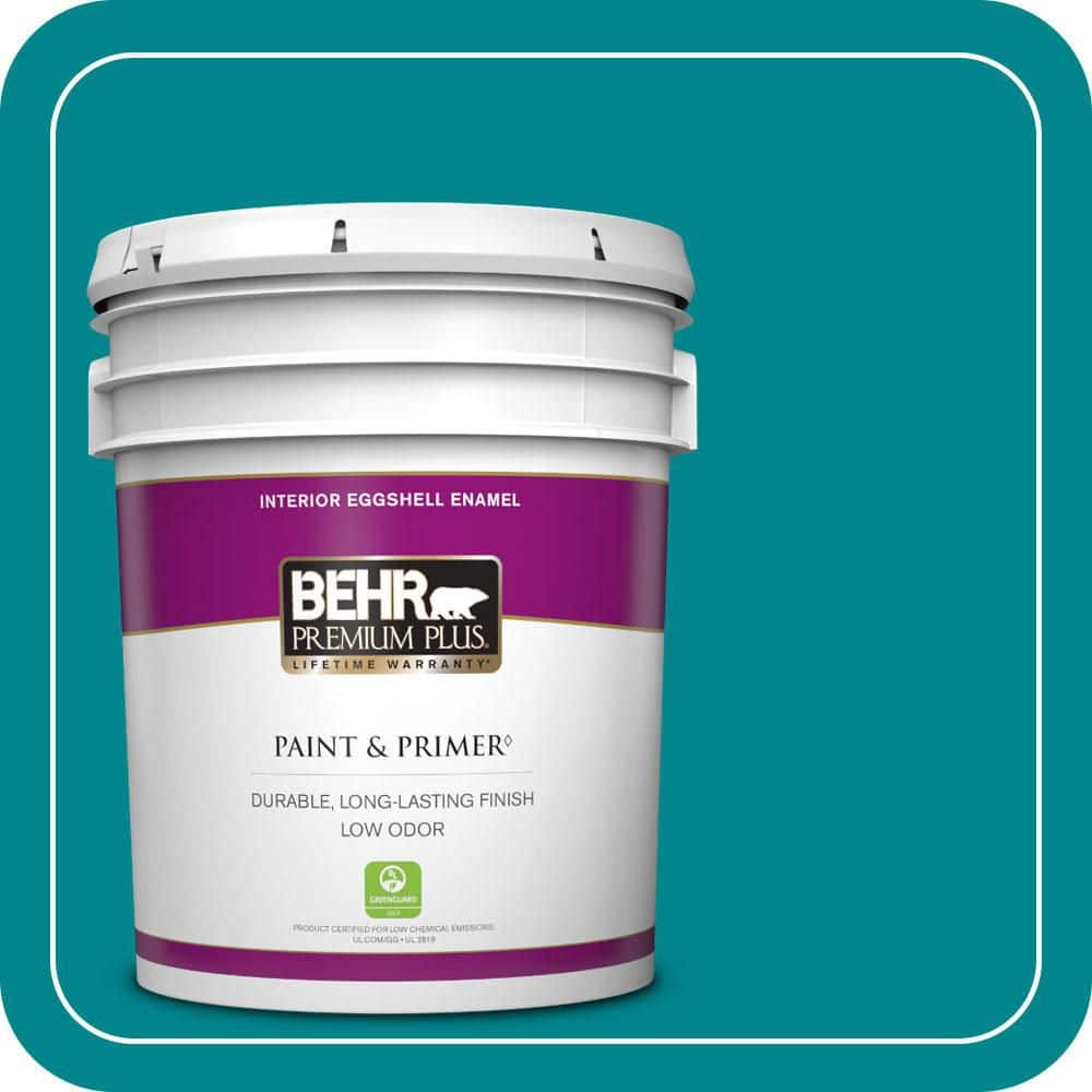 BEHR PREMIUM PLUS 5 gal. #500B-7 Tucson Teal Eggshell Enamel Low Odor Interior Paint & Primer