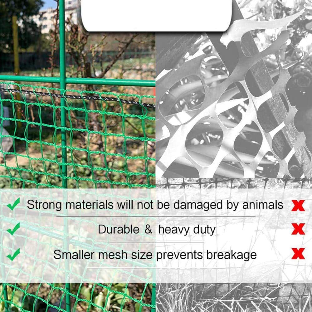 KIWDZFU Temporary Fence Plastic Mesh 4 ft. x 30 ft. Garden Bird Netting Safety Fence Snow Fence for Construction Green (3)