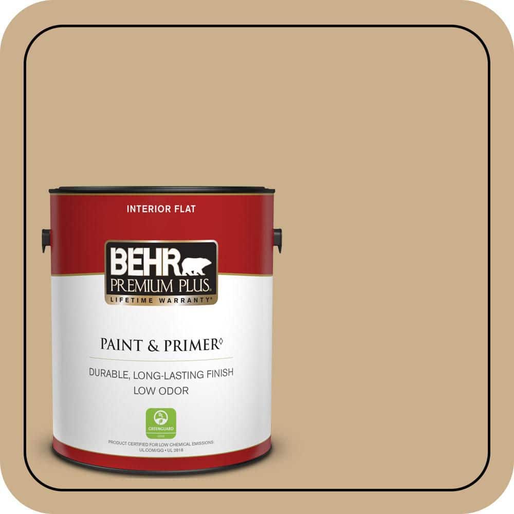 BEHR PREMIUM PLUS 1 gal. #PPU7-20 Raffia Ribbon Flat Low Odor Interior Paint & Primer (1)