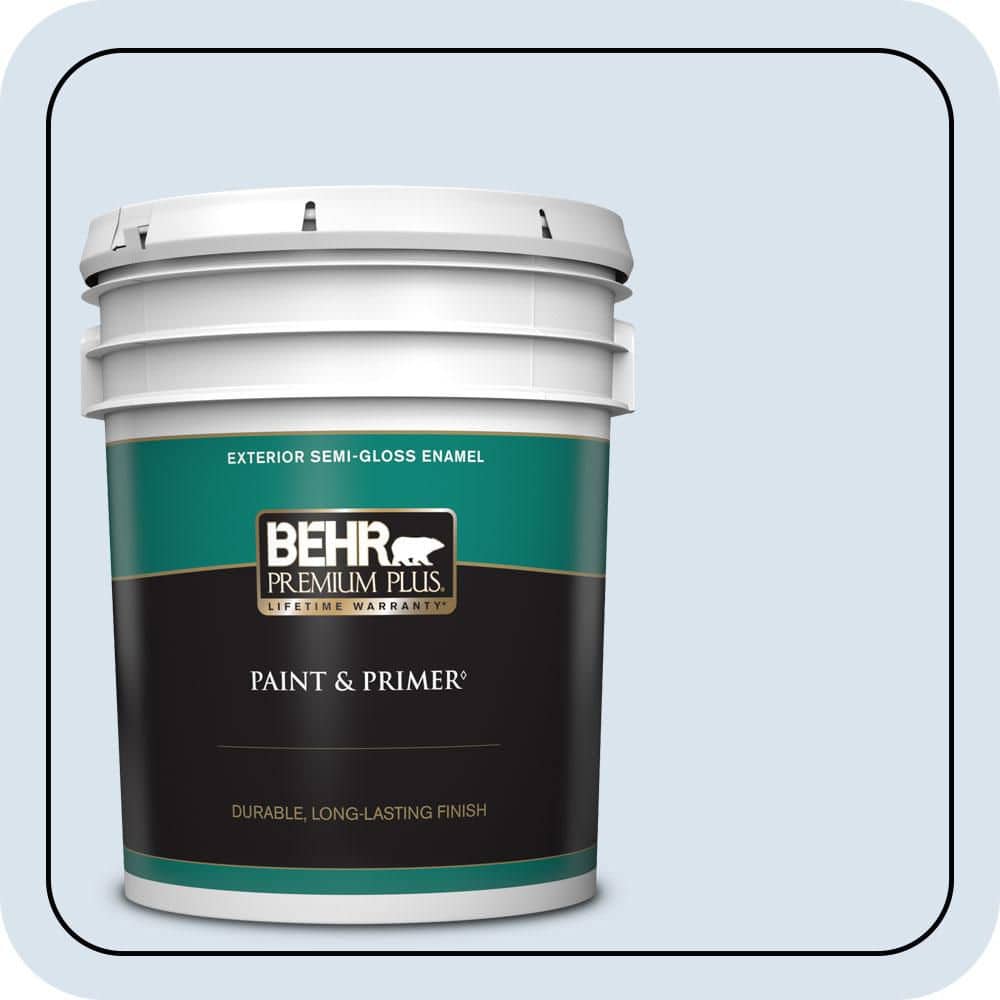 BEHR PREMIUM PLUS 5 gal. #590C-2 Ocean Air Semi-Gloss Enamel Exterior Paint & Primer