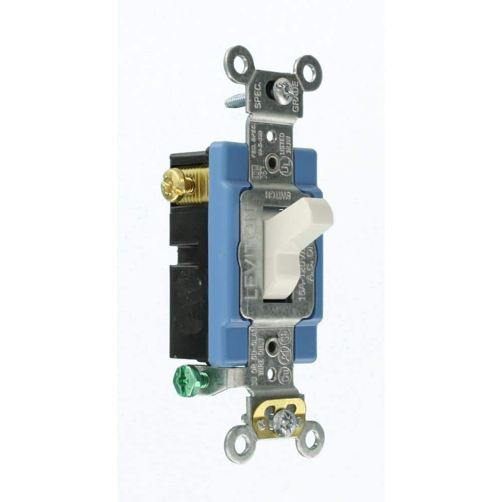 Leviton 15 Amp Industrial Grade Heavy Duty 3-Way Lighted Handle Toggle Switch, White 1203-LHW (2)