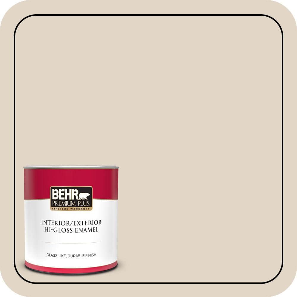 BEHR PREMIUM PLUS 1 qt. #N300-2 Canvas Luggage Hi-Gloss Enamel Interior/Exterior Paint & Primer