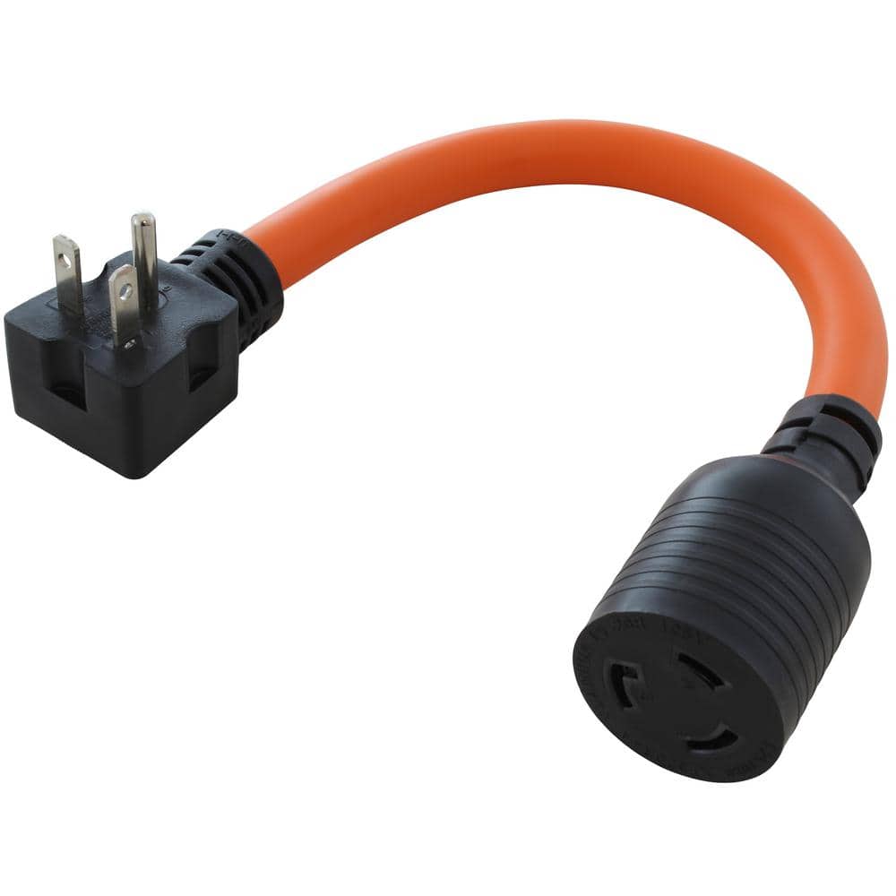 AC WORKS 1 ft. NEMA 5-20P 20 Amp 125-Volt Plug to Single Outlet Locking 20 Amp L5-20R Female Connector