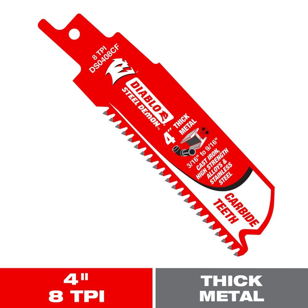 DIABLO 8 TPI Steel Demon Reciprocating Saw Blade for Thick Cutting