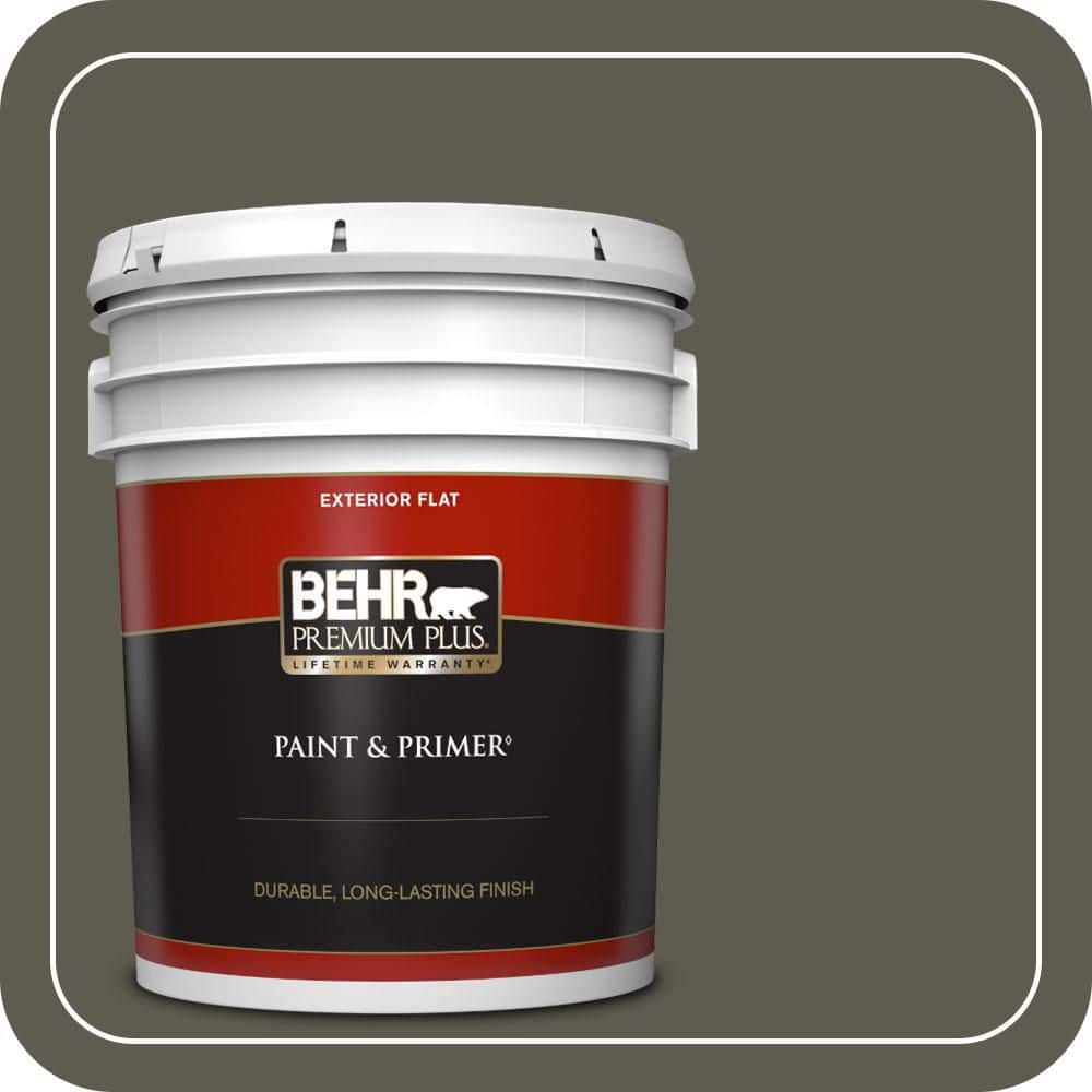 BEHR PREMIUM PLUS 5 gal. #N370-7 Night Mission Flat Exterior Paint & Primer
