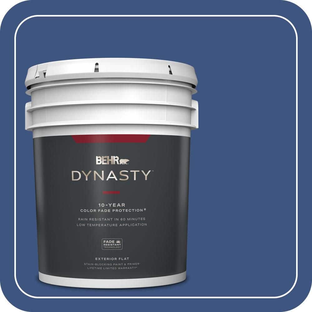 BEHR DYNASTY 5 gal. #S-G-600 Deep Azure Flat Exterior Stain-Blocking Paint & Primer