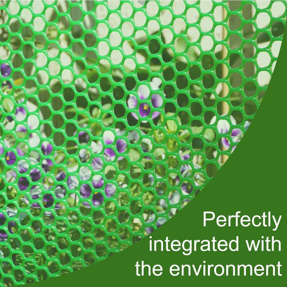 NVNOO 15.7 in. x 20 ft. Plastic Wire Mesh Fence with Free Zip Ties for Pets Poultry Garden Plant Protector, Green (3)
