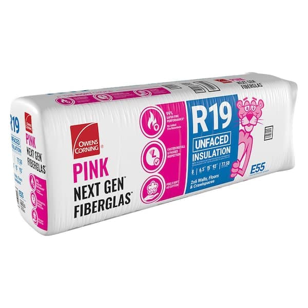 Owens Corning R-19 Unfaced Fiberglass Insulation Batt 15 in. x 93 in. (1 Bag) (2)
