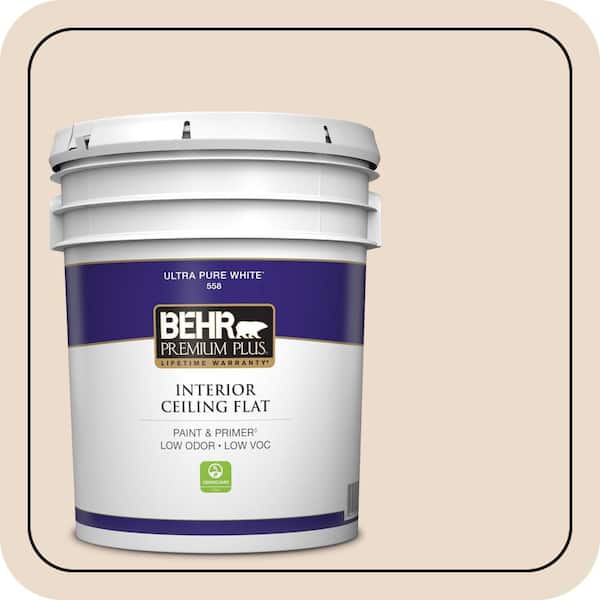 BEHR PREMIUM PLUS 5 gal. #BWC-22 Lambskin Ceiling Flat Interior Paint & Primer (2)