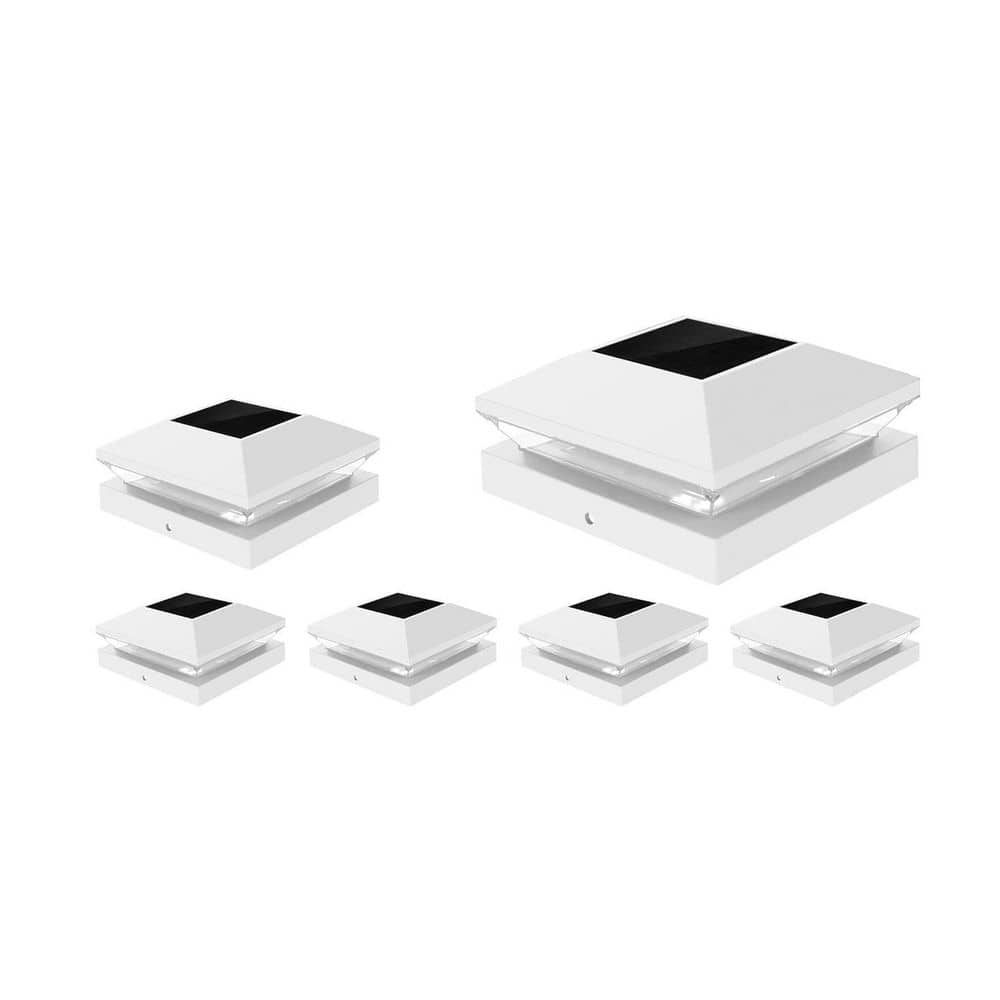 Afoxsos 6 Pack Waterproof PC Plastic Solar Post Cap Lights for Wooden and Vinyl Posts with 2 Modes for Garden Patio Mailbox (1)