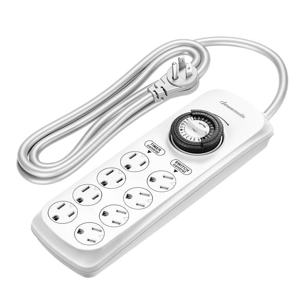 DEWENWILS Mechanical Indoor Timer Power Strip with 8-Outlets, Countdown, Flat Plug, 6 ft. Long Cord (1)