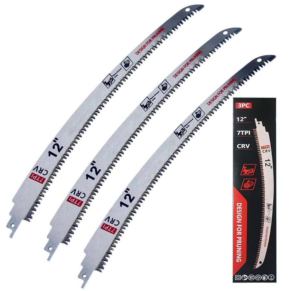 Unbranded 12 Reciprocating Saw Blade with Curved Edge 7TPI Japanese Teeth for Wood Pruning Tree Trimming 3 Pack