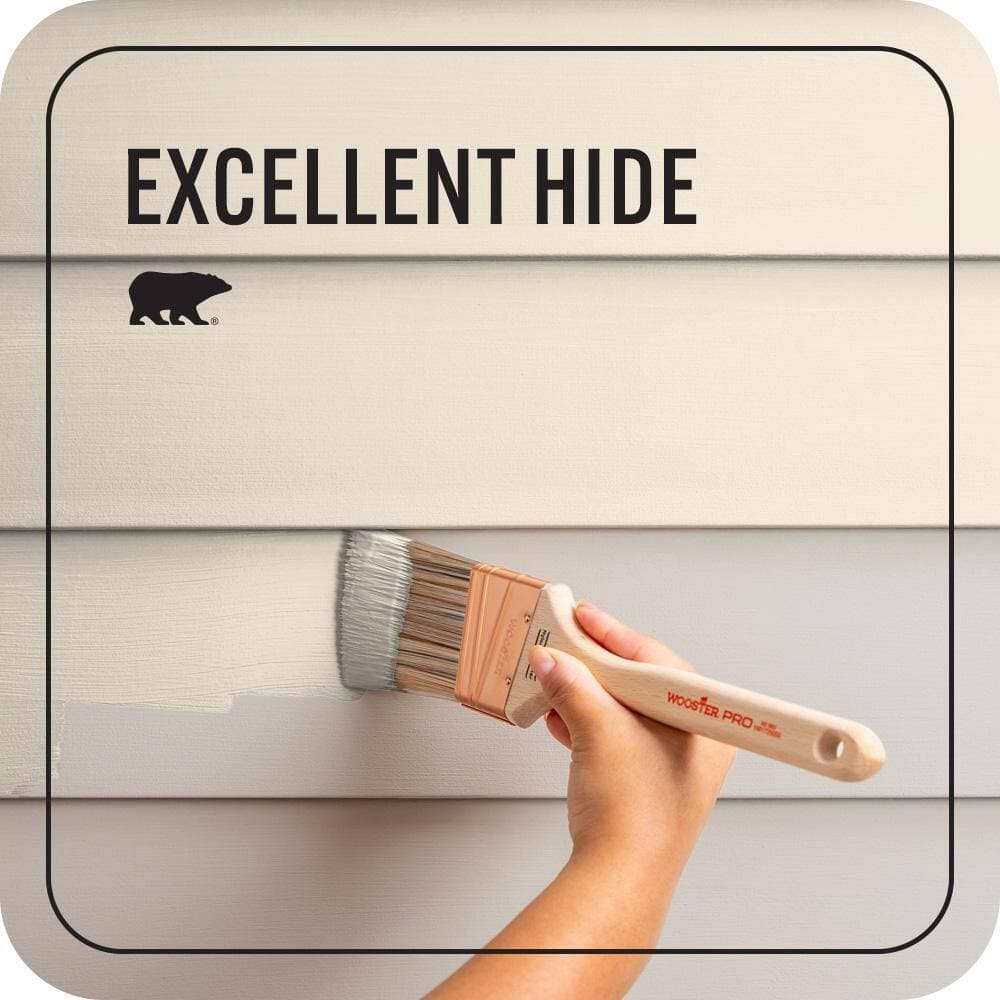 BEHR PREMIUM PLUS 1 qt. #S290-1 Vanilla Paste Semi-Gloss Enamel Exterior Paint & Primer (4)