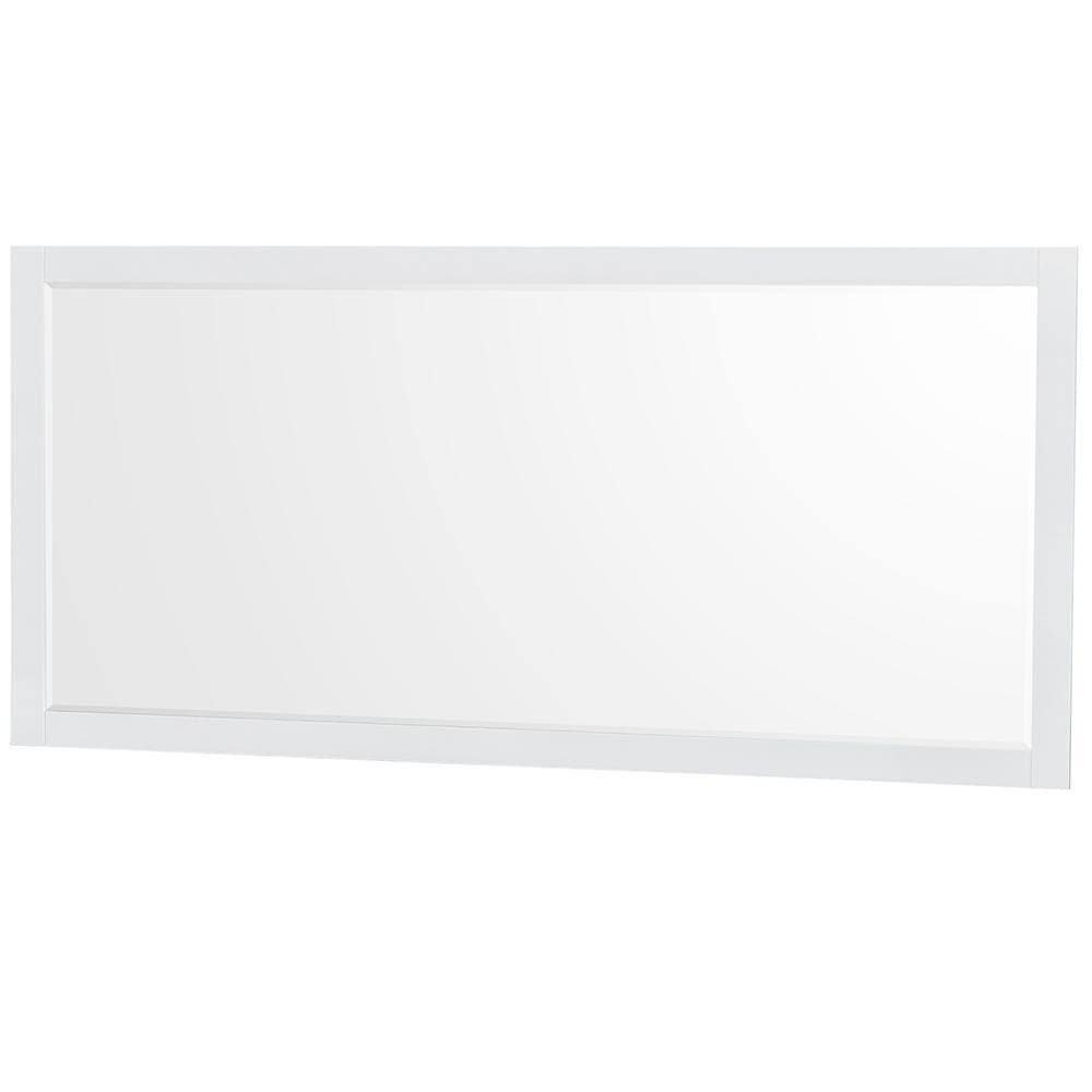 Wyndham Collection Sheffield 70.75 in. W 21.5 in. D 34.25 in. H Double Bath Vanity Cabinet without Top White with 70" Mirror (2)