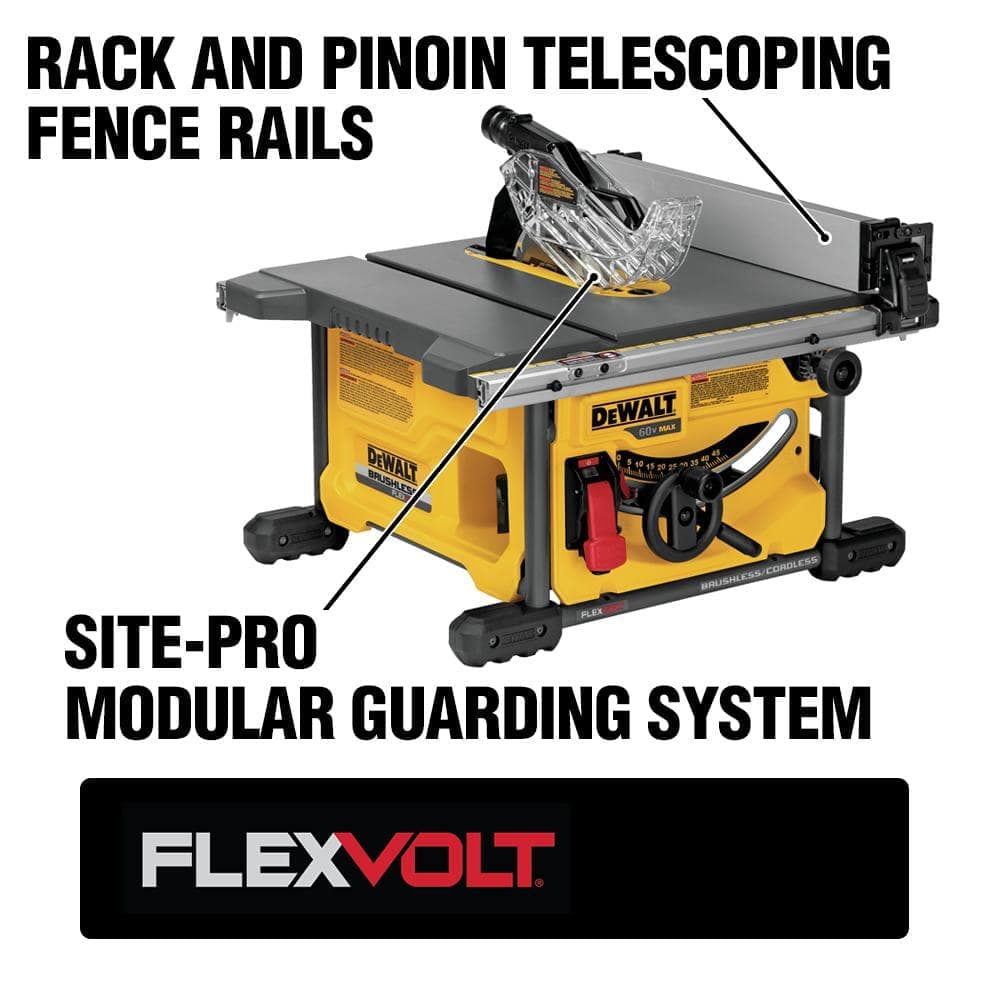 DEWALT FLEXVOLT 60V MAX Cordless Brushless 8-1/4 in. Table Saw Kit with (1) FLEXVOLT 6.0Ah Battery (3)