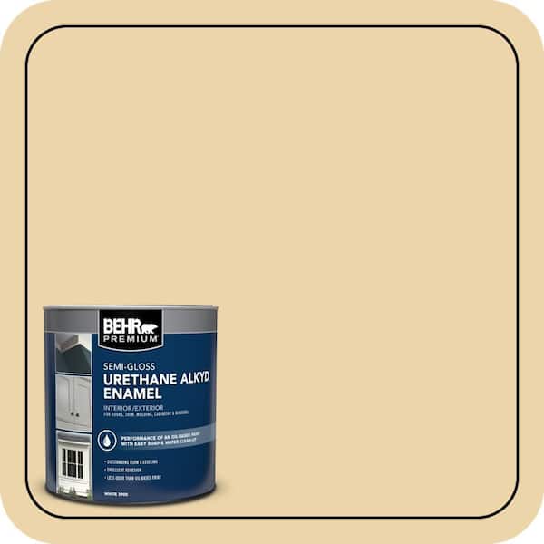 BEHR PREMIUM 1 qt. #ICC-51 Sweet Marzipan Semi-Gloss Enamel Urethane Alkyd Interior/Exterior Paint (2)