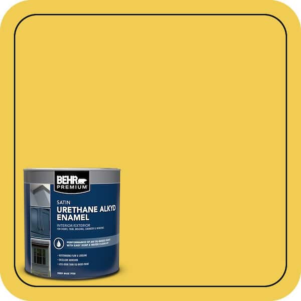 BEHR PREMIUM 1 qt. #P310-6 Radiant Sun Satin Enamel Urethane Alkyd Interior/Exterior Paint (2)