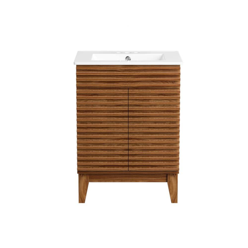 HOMEIBRO 24 in. Bath Vanity Cabinet Without Top in Polar Wood Unassembled