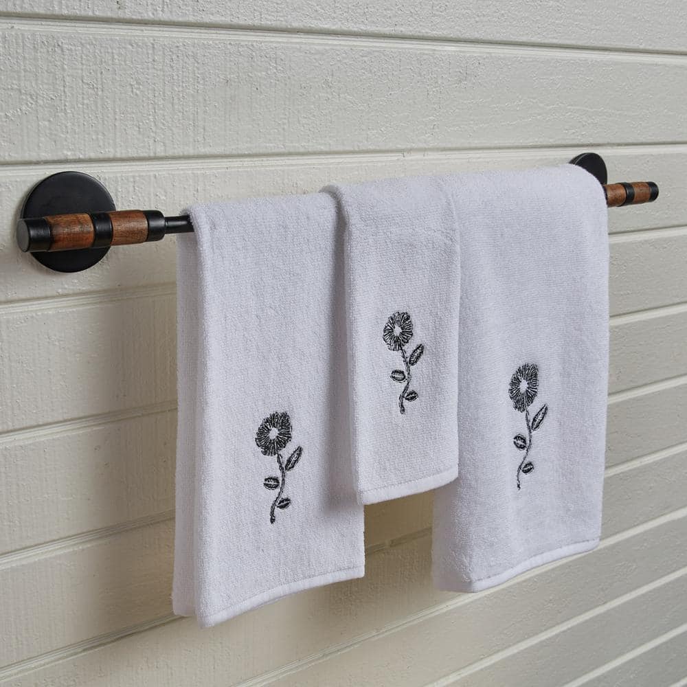 Split P Urban Farmhouse Wall Mount Wood and Black Finish Towel Bar 24 in. (2)
