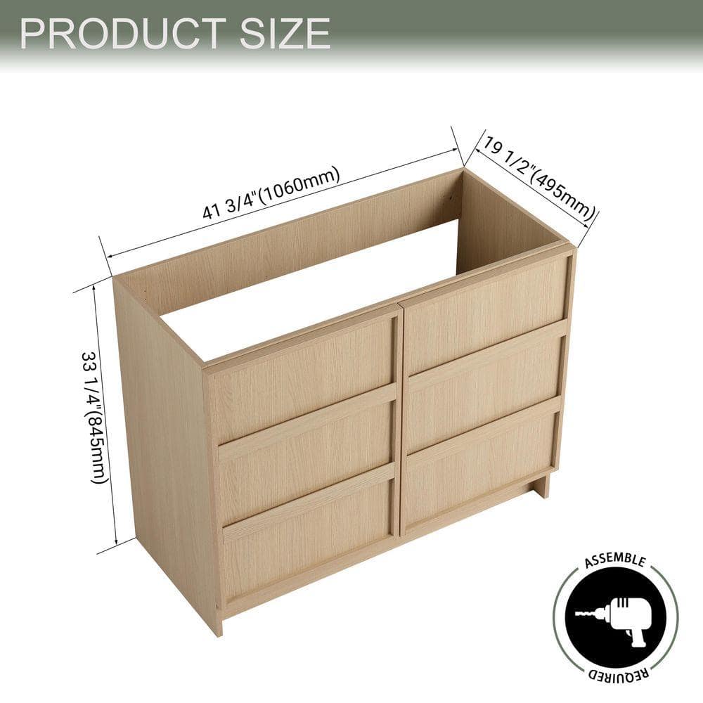 UPIKER 42 in. Bath Vanity Cabinet without Top in Dune Oak Unassembled (2)