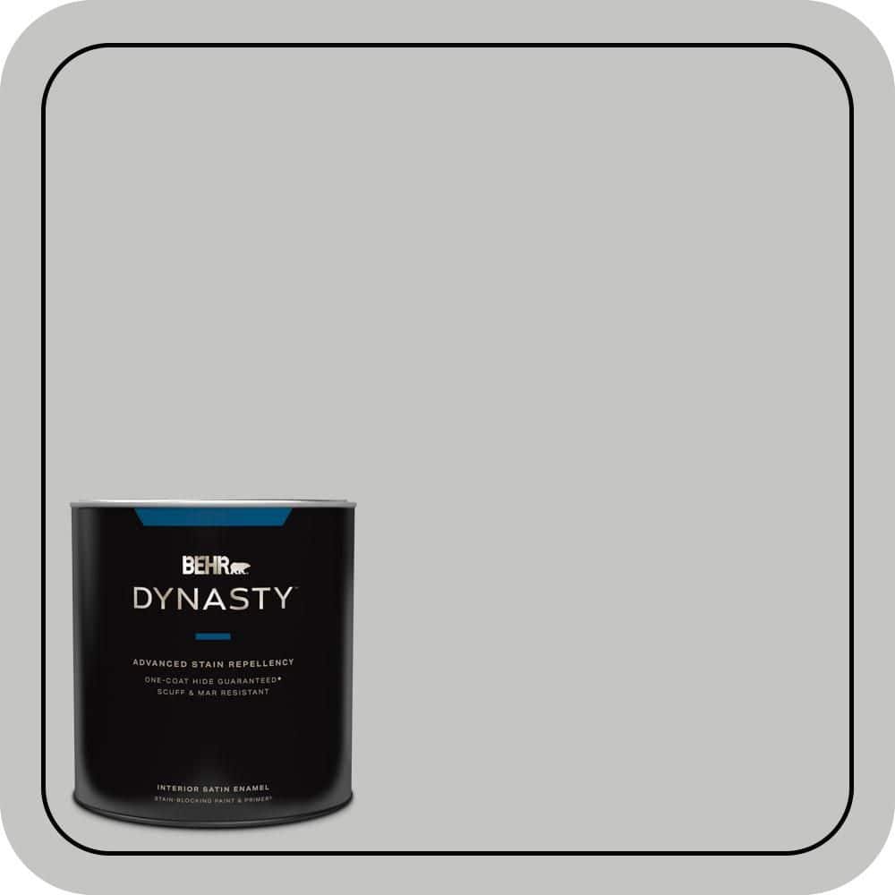 BEHR DYNASTY 1 qt. #N520-2 Silver Bullet Satin Enamel Interior Stain-Blocking Paint and Primer