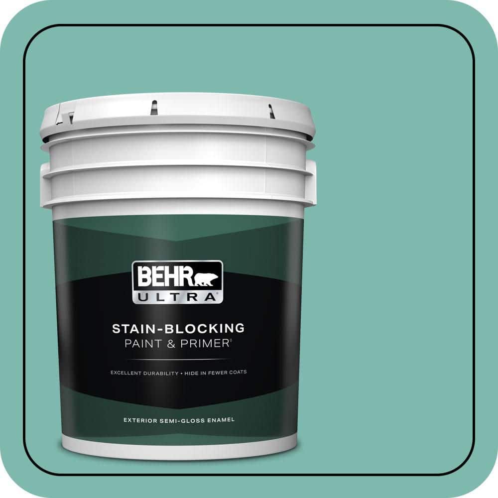 BEHR ULTRA 5 gal. #490D-5 Winter Surf Semi-Gloss Enamel Exterior Paint & Primer