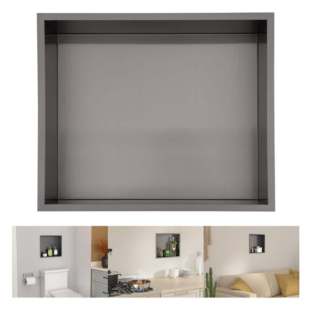 LORDEAR 17 in. W x 15 in. H x 3.94 in. D Shower Niche in Black (1)