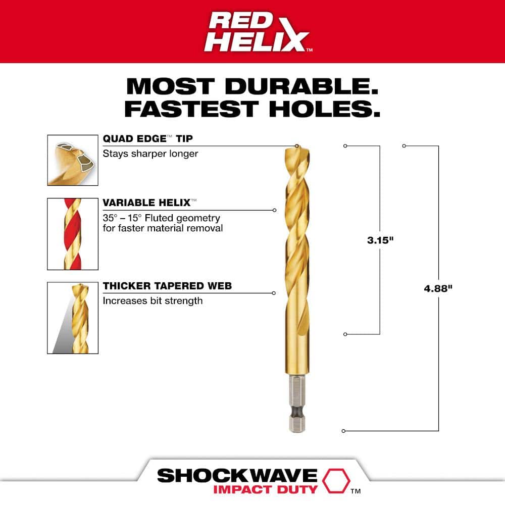Milwaukee Shockwave 27/64 in. Titanium Drill Bit (4)