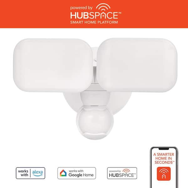 Defiant Maxdetect 240° Motion Sensor Wired Outdoor 2-Head LED Flood Light 2000-Lumens, Powered by Hubspace