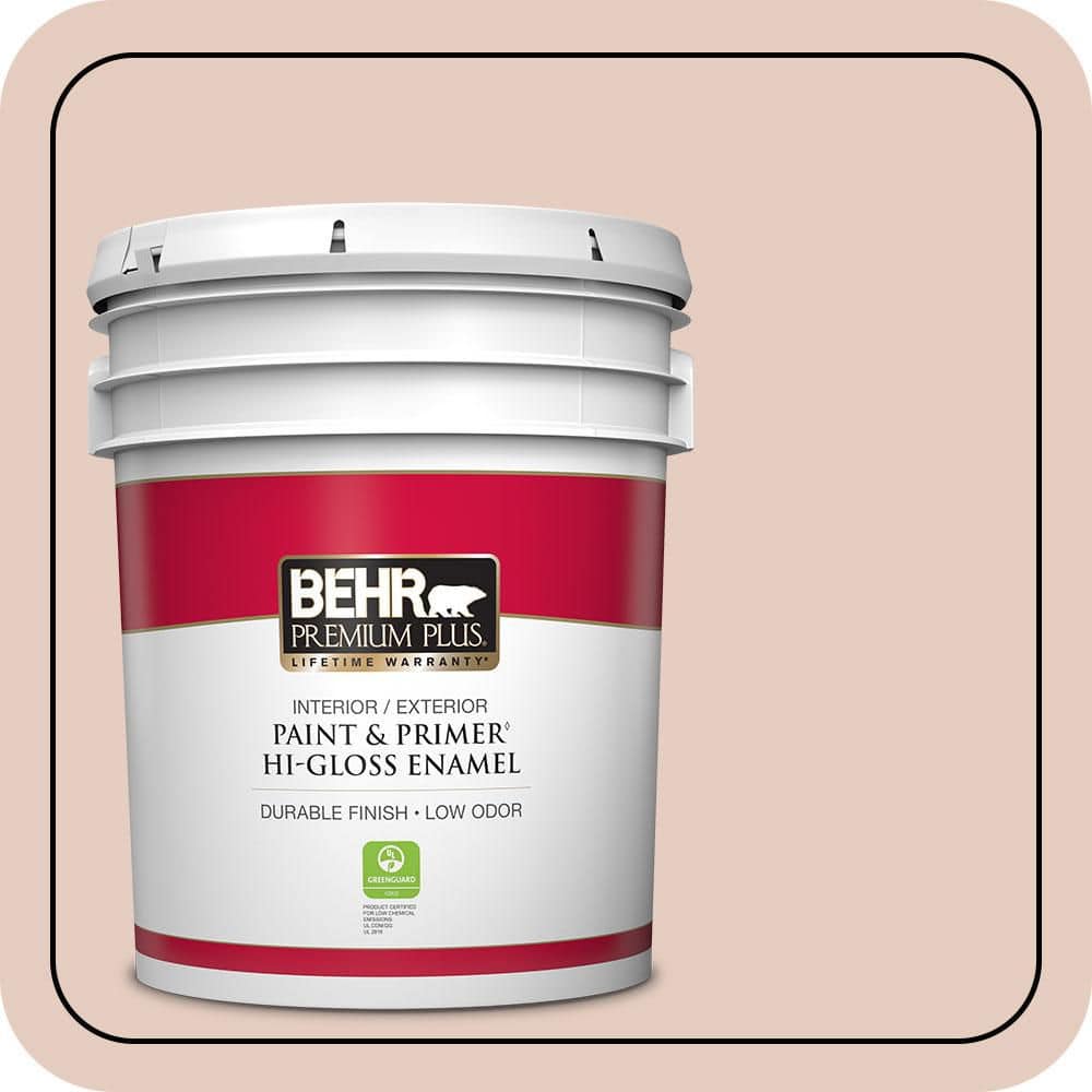 BEHR PREMIUM PLUS 5 gal. #T17-05 Life is a Peach Hi-Gloss Enamel Interior/Exterior Paint & Primer (1)